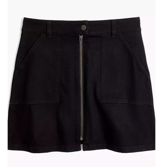 Denim Zip Utility Skirt in Black Frost - Picture 1 of 9